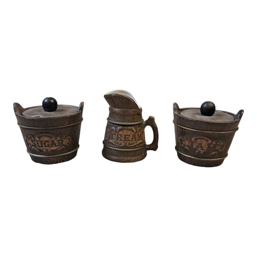 Rustic Kitchen Storage Decor‎ Set: Sugar, Jam and Cream